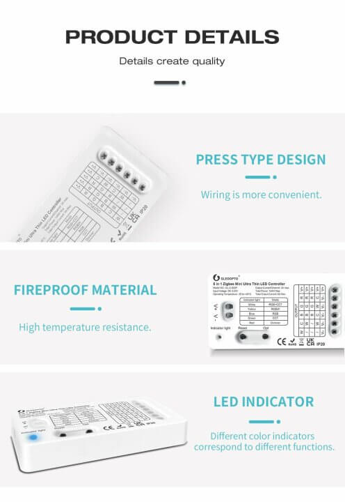 Univerzálny Ovládač 5 v 1 pre LED pásik Pro Mini verzia (Zigbee 3.0) - Gledopto